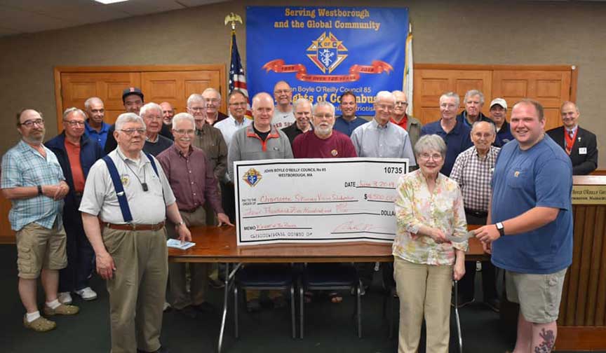 Donation from Knights of Columbus in Westborough, MA